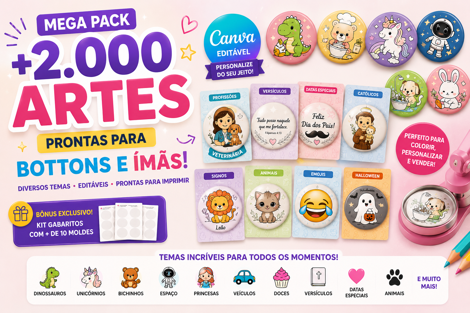 Kits de buttons personalizados no Canva