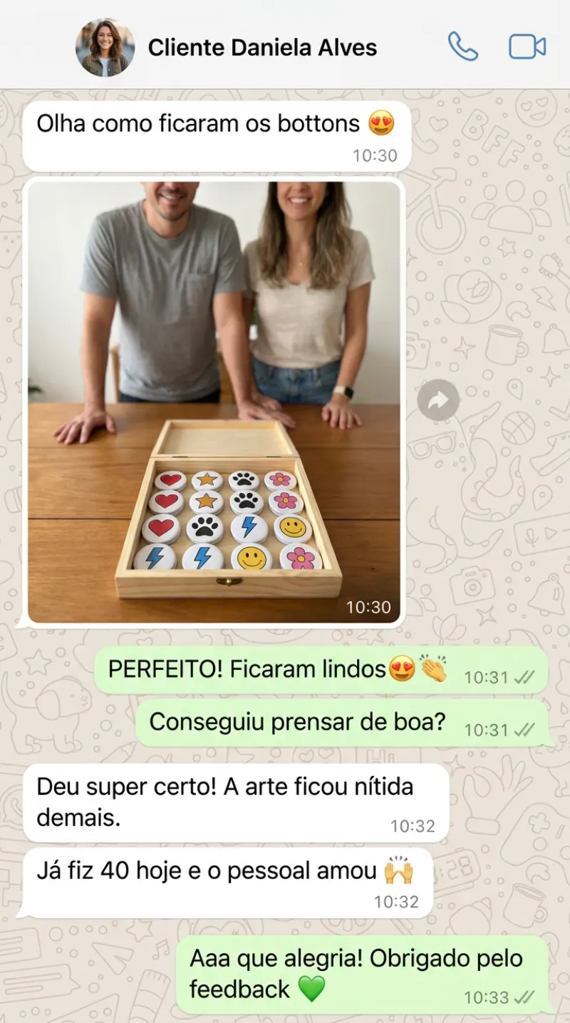 Depoimento de cliente 3 no WhatsApp